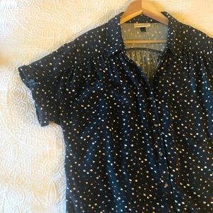 Universal Thread Navy Button Up Floral Blouse XL